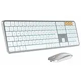 ProtoArc KM100-A Beleuchtet Tastatur Maus Set Kabellos für Mac, Bluetooth QWERTZ Funk Tastatur mit Maus, Wireless Flach Keyboard Multi-Gerät für MacBook Pro, MacBook Air, iPhone, iPad, Weiße