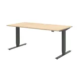 Röhr-Bush röhr direct.office elektrisch höhenverstellbarer Schreibtisch hickory rechteckig, T-Fuß-Gestell grau 160,0 x 70,0 cm