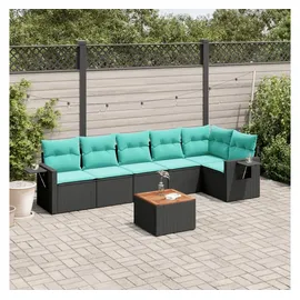 vidaXL Gartensofa-Set 7-tlg. Loungesofa schwarz