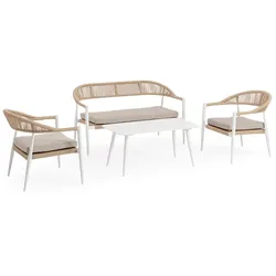 Garten-Set Jandia 4er Gruppe, Weiß / Beige