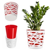 Kadax Blumentopf aus Kunststoff, Pflanztopf rund, 17 cm, Rot - KADAX