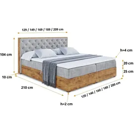 altdecor BOXBETT mit Matratze H3 und Lattenrost - 160x200 - Hellgrau