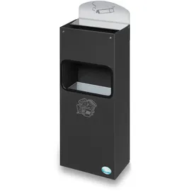 Proregal Robuster Wandascher mit Schild 4 Liter, HxBxT 55 x 14,5 x 22 cm Verzinkter Stahl Anthrazit