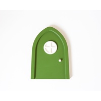 TinyFoxes Wichteltür grün fürs Kinderzimmer mit Leuchteffekt im Türfenster- zauberhafte Wanddekoration - von Kristin Franke