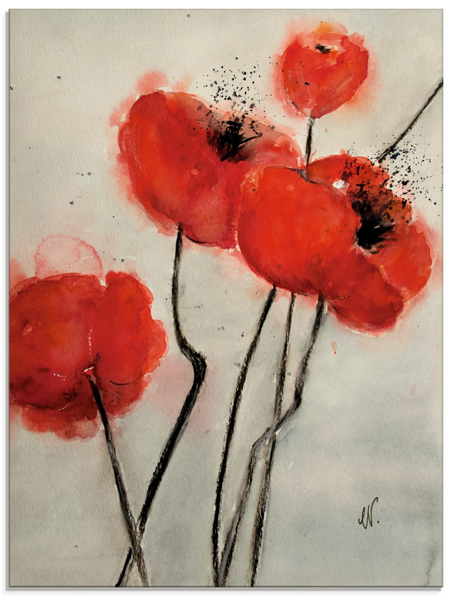 Artland Glasbild »Roter Mohn«, Blumen, (1 St.), in verschiedenen Größen Artland rot