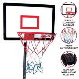 Dunlop Basketballkorb Set – Basketball Korb Höhenverstellbar: 165 - 205 cm – Basketballkörbe mit Basketballständer, Ball und Pumpe – Basketballkorb Outdoor mit Füllbarer Fussstand - Schwarz
