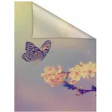 Lichtblick Fensterfolie Schmetterling Blüte, 1 St., blickdicht, strukturiertKlebepunkte, selbstklebend, Sichtschutz orange B/L: ca. 100x130 cm