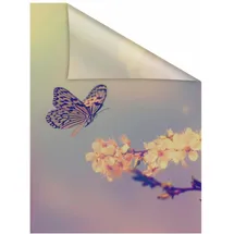 Lichtblick Fensterfolie Schmetterling Blüte, 1 St., blickdicht, strukturiertKlebepunkte, selbstklebend, Sichtschutz orange B/L: ca. 100x130 cm