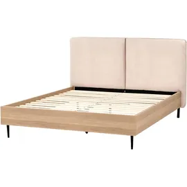 Beliani Bett Beige Textil, 140x200 cm