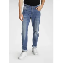 Comfort-fit-Jeans H.I.S "ANTIN", Herren, Gr. 40, Länge 34, blau (mid blau), Denim/Jeans, Obermaterial: 78% Baumwolle, 20% Polyester, 2% Elasthan, modisch, bequem lang, Jeans, bequeme Passform, gerades Bein, mit Used-Waschung