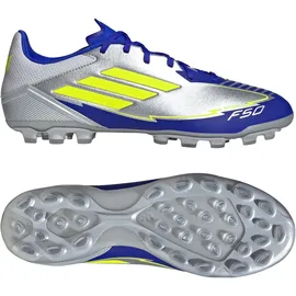 adidas F50 League Messi AG Fußballschuhe JR8057 - Silver met./solar yellow/lucid blue 43 1/3