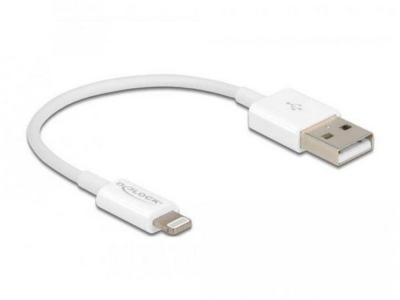 Delock USB Daten- und Ladekabel für iPhone, iPad, iPod weiß 15 cm Computer-Kabel, Lightning, USB weiß