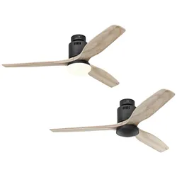 AERODYNAMIX ECO 132, Ventilator mit Licht Anthrazit und helles Holz, CasaFan