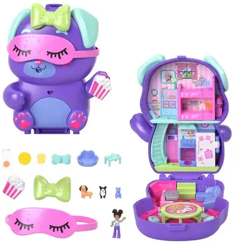 Polly Pocket Übernachtungsparty-Welpe Schatulle