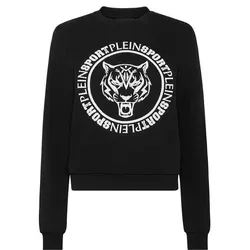 PLEIN SPORT Damen Sweatshirt Sweatshirt, Schwarz, XL