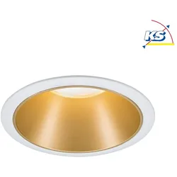Paulmann Einbauspot LED COLE IP44, starr, inkl. LED COIN Modul, 230V, 6.5W 2700K460lm 100°, 3-stufig dimmbar, Weiß / Gold matt PAUL-93405