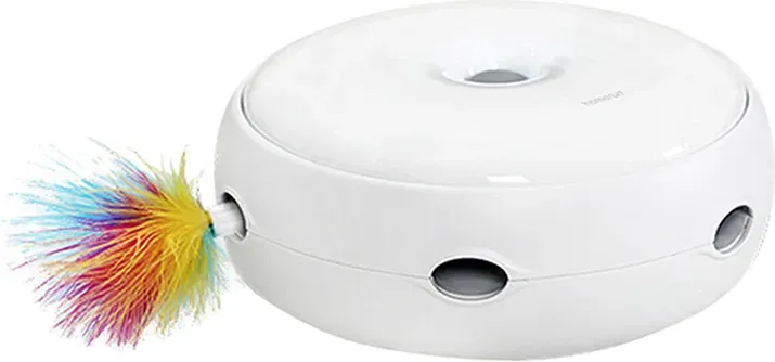 homerunPET Automatisches Katzenspielzeug (rund), 6 Löcher mit zufällig ausfahrenden Stangen, Wellenverfolgung- und Jagdspiel, umweltfreundliches, recycelbares Material, sicher und langlebig