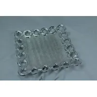 DONREGALOWEB Keramik-Mittel, quadratisch, mit 2 Texturen 28x28 cm Silber