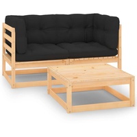 vidaXL 3-tlg. Garten-Lounge-Set mit Kissen Massivholz