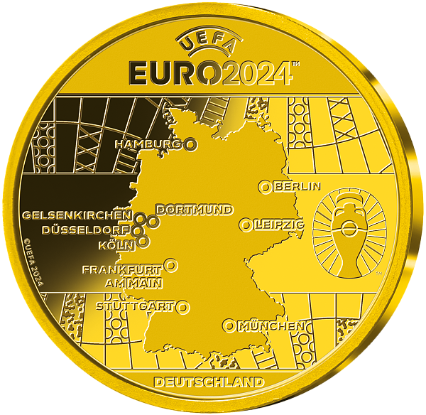 Gold-Gedenkprägung zur UEFA Fussball Europameisterschaft 2024