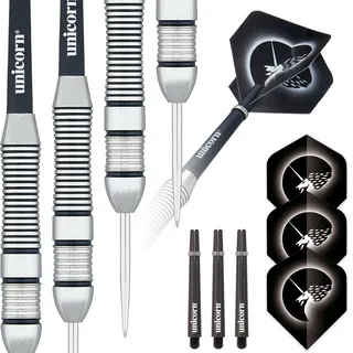 UNICORN Dartpfeile Set | Core Plus Satinlux Messing Barrels | Stahlspitze | 24g
