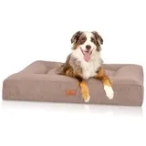 Knuffelwuff Hundebett Sofia Orthopädisch Velours mit Handwebcharakter Beige