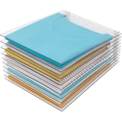 Ablageregal RUCO, transparent, 10 St., Kunststoff, Regale, T-Shirt Organizer für 10 Shirts, Kunststoff