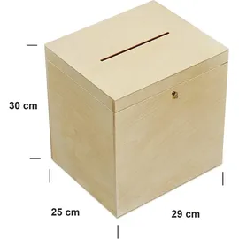 Creative Deco Holzkiste Kartenbox Hochzeit 29 x 25 x 30 cm 25-tlg. beige