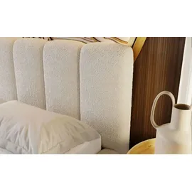 GRAINGOLD Polsterbett mit Bettkasten 140x200, Beige Bouclé, Cloud