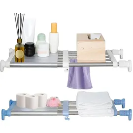 Hershii Erweiterbares Garderobensystem Teleskop Schrank Kleiderstange Kleideraufbewahrung DIY Regaltrenner Separator Veranstalter Kleiderschrankzubehör Closet Tension Shelf Rod Elfenbein & Blau