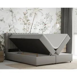panda möbel Boxspringbett 160x200 EVEREST, mit Topper, mit Bettkästen, Doppelbett, Hellgrau - Hellgrau