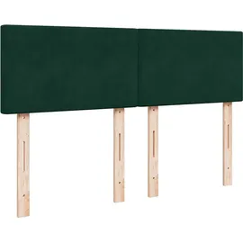 vidaXL Boxspringbett mit Matratze Dunkelgrün 140x200 cm Samt