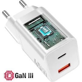 forcell Forcell, F-ENERGY Mini GaN III Ladegerät USB / USB-C PD QC 4.0 Ultra-Kompakt, Weiß - Weiß