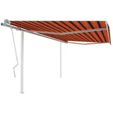 vidaXL Markise Manuell Einziehbar mit Pfosten 4x3,5 m Orange Braun