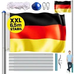 MONZANA® Aluminium Fahnenmast 6,50m mit Seilzug inkl. Flagge Flaggenmast Mast Flagge Alu