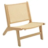 CHICFURN Relaxsessel Sessel ohne Armlehne mit Rückenlehne in Rattan-Optik (Packung, 1-St., Mit Holzrahmen für Wohn- und Schlafzimmer), Naturholzfarbe beige