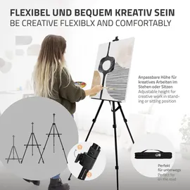 ECD Germany 140tlg XXL Malset mit Staffelei, Künstler Acryl Zeichenset Buntstifte, Leinwand, Pinselset, Wasserfarben, Pastellkreide,