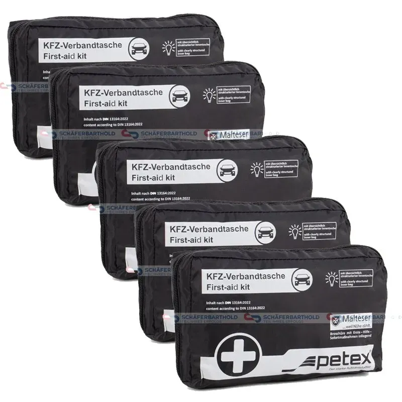 5x Verbandtasche Verbandstasche Erste-Hilfe Verbandskasten PKW DIN13164 SCHWARZ