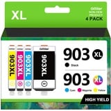 Glliter 903XL Multipack für HP 903 Druckerpatronen für HP 903 XL Kompatibel mit HP Officejet 6950 Druckerpatronen für HP Officejet Pro 6970 Patronen (‎‎‎‎‎‎‎Schwarz Cyan Magenta Gelb, 4er-Pack)