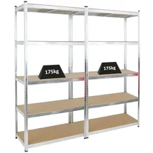 Proregal Mega Deal | 2x Schwerlastregal Giant Ragnar | HxBxT 200x100x50 cm | Fachlast 175kg | Verzinkt | Stecksystem Lagerregal Steckregal