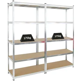 Proregal Mega Deal | 2x Schwerlastregal Giant Ragnar | HxBxT 200x100x50 cm | Fachlast 175kg | Verzinkt | Stecksystem Lagerregal Steckregal