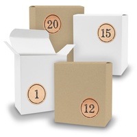 Adventskalender zum Füllen 24x Quader gemischt WEISS BRAUN + Sticker V09 Z11 - Weiß