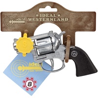 J.G.Schrödel Ruby: Spielzeugpistole für das Cowboy- und Sheriffkostüm, Ideal für Fasching, auch als Agenten-Accessoire, 13 cm, Schwarz/Silber (104 0181)