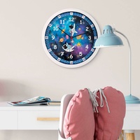 wall-art Wanduhr lautlose Wanduhr Kinderzimmer Weltall Lernuhr Astronauten Batteriebetriebene Kinderuhr blau