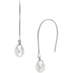 Paar Ohrhaken SKAGEN "Schmuck Geschenk Edelstahl Ohrringe AGNETHE PEARL, SKJ1834040", silber (edelstahlfarben, weiß), Ohrringe, Damen, Edelstahl-Perlen, Edelstahl, Perlen, mit Süßwasserzuchtperle