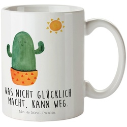 Mr. & Mrs. Panda Tasse Kaktus Sonnenanbeter – Weiß – Geschenk, Porzellantasse, Kaffeetasse, Keramik weiß
