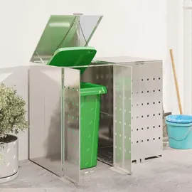 vidaXL Wagenmüllbehälter 2 Behälter 136 l Silber