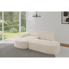 altdecor Eckcouch Cord mit Schlaffunktion 2-Sitzer Beige
