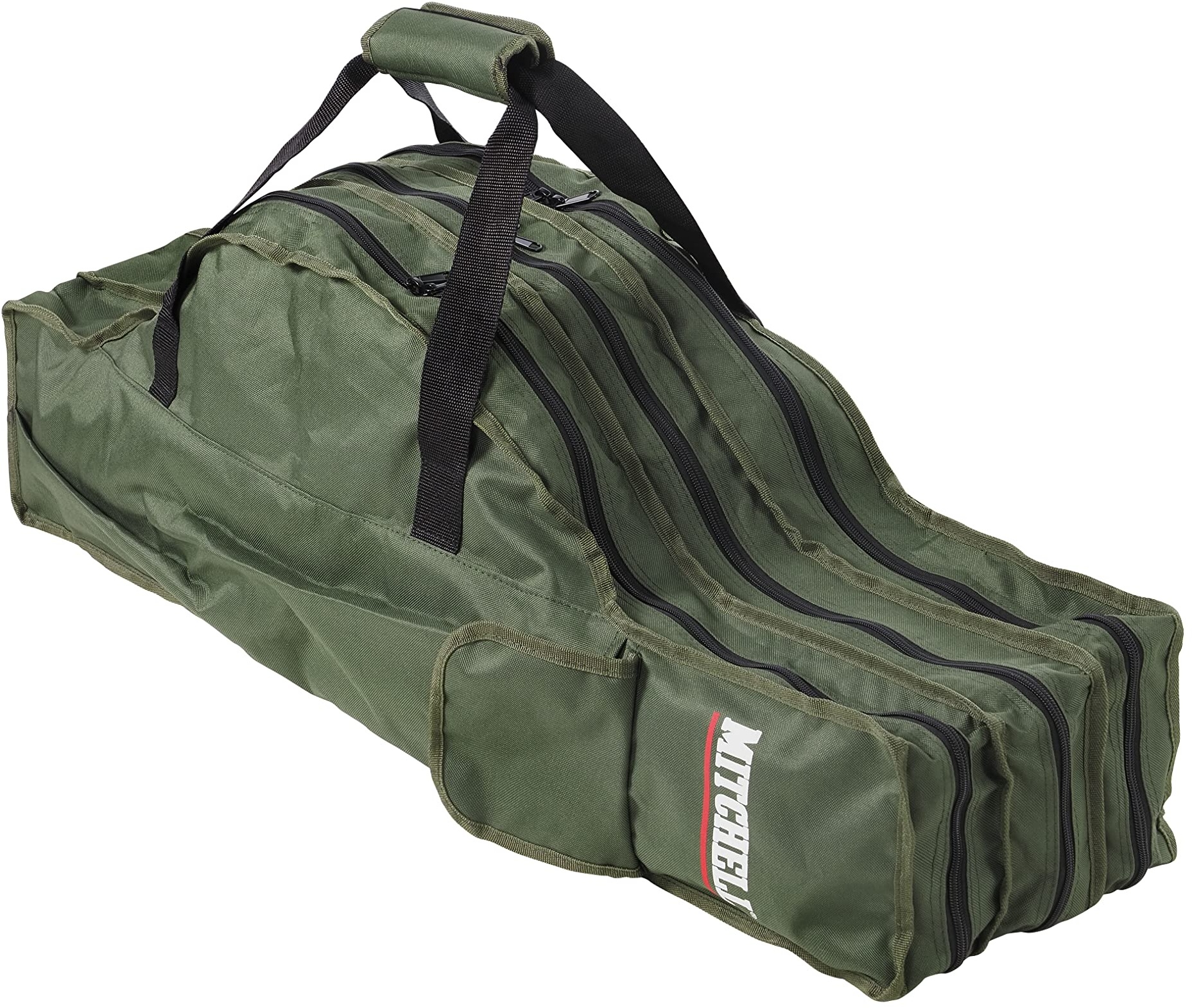 Mitchell GT Pro Tragbare Angelrutentasche aus Segeltuch – Angeltasche für Angelrute und Rollen-Sets, Organizer-Tasche für Angelzubehör, grüne Tragetasche für Ruten- und Rollenaufbewahrung