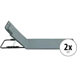 Stagecaptain Strandmatte faltbar mit Rückenlehne 2X Set - Beachmatte mit Kopfkissen, gepolstert - Strandliege leicht in 6 Stufen verstellbar - Tragbar mit Griff - für Camping, Pool - Sonnenliege grau